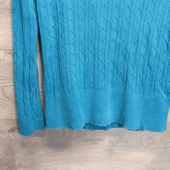 Tommy Hilfiger Teal V-Neck Cable Knit Sweater Top Womens Size XL - Picture 3 of 7
